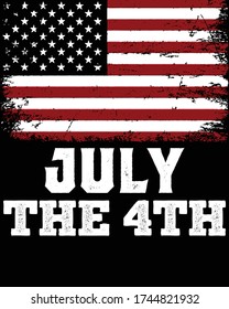Vector design on the theme of Independent's of United States of America 
Stylized grunge American flag, Typography, t-shirt graphics, print, poster, banner