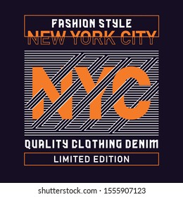 Vector design on the theme of new york city, t-shirt graphics, poster, banner, flyer, print and postcard - Vector illustration