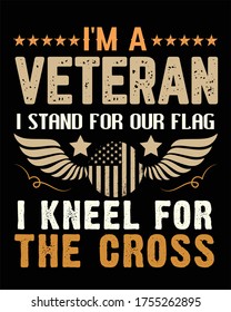 Vector design on the theme of veteran, Independent's of United States of America, typography, t-shirt graphics, print, poster, banner