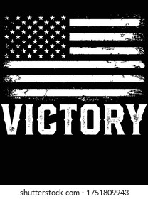 Vector design on the theme of Victory of United States of America 
Stylized American flag, Typography, t-shirt graphics 