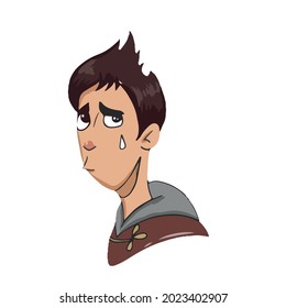 Vector design on a white isolated background for postcards, banners, stickers.Funny archer boy, an emotion of resentment