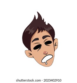 Diseño de vectores en un fondo blanco aislado para postales, carteles, pegatinas.Niño divertido arquero, emoción que se siente mal