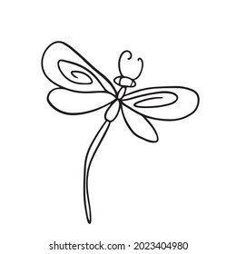 Vector design on a white isolated background for postcards, banners, stickers .Funny spring dragonfly