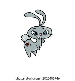 Vector design on a white isolated background for postcards, banners, stickers .Funny bunny 