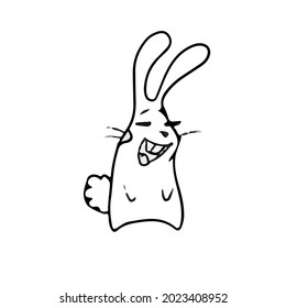 Vector design on a white isolated background for postcards, banners, stickers .Funny bunny laughs