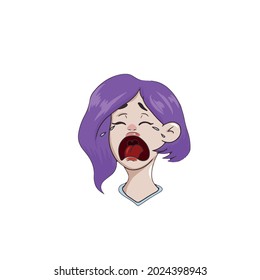 Vector design on a white isolated background for postcards, banners, stickers for social networks .Funny girl crying