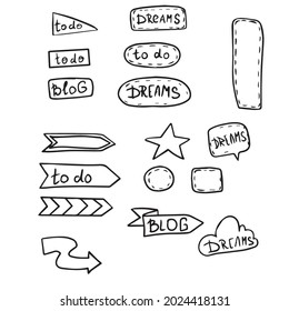 Vector design on a white isolated background for postcards, banners, stickers for social networks .Set of stickers