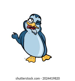 Vector design on a white isolated background for postcards, banners, stickers for social networks .Funny cute penguin