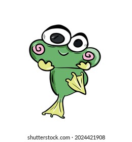 Vector design on a white isolated background for postcards, banners, stickers for social networks . Cute little frog