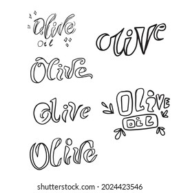 Vector design on a white isolated background for postcards, banners, stickers for social networks . olives text