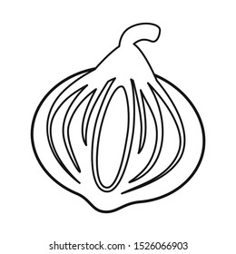 Vector design of onion and fresh icon. Graphic of onion and half stock vector illustration.