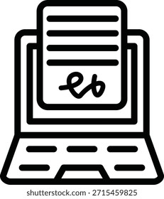Estilo de Ícone do Contrato Online de Design de Vetor