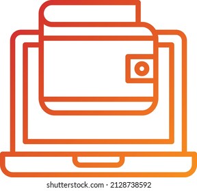 Estilo de icono de la cartera en línea de diseño de vectores