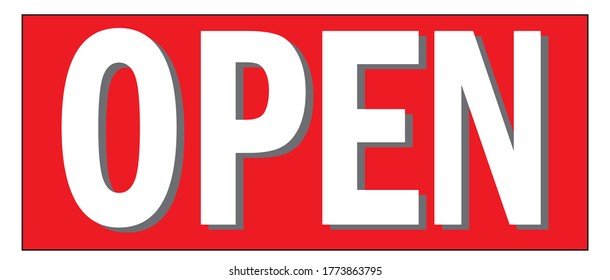 Vector design OPEN, red and white background