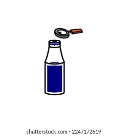 diseño vectorial de la apertura de un tapón de botella sobre un fondo blanco