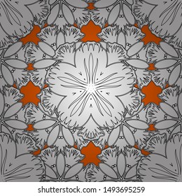 Vector Design With orange, black and white Elements for Greeting or Business Cards, Invitations. Vintage Scrolls for Ornate Decor in Victorian Style. Retro seamless pattern.