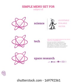 Vector design. Orange edition of an abstract 3d geometric atom or molecule concept illustration. Simple menu element for printed brochure, website element, or infographics presentation graphics