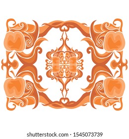Vector Design of Orange Leaf Ornaments