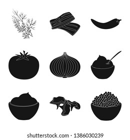 Vector design of organic and cooking sign. Set of organic and flavors vector icon for stock.