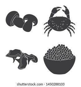 Vector design of organic and cooking sign. Set of organic and flavors stock vector illustration.