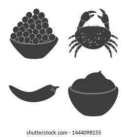 Vector design of organic and cooking symbol. Set of organic and flavors stock vector illustration.