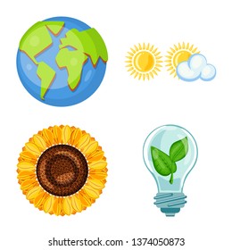 Vector design of  and organic  icon. Collection of  and Solar stock vector illustration.