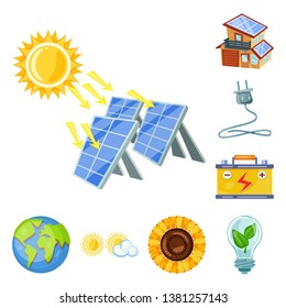 Vector design of  and organic  icon. Collection of  and Solar stock vector illustration.