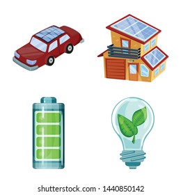 Vector design of and organic icon. Collection of and Solar stock symbol for web.