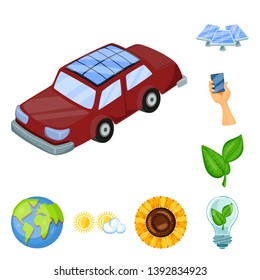 Vector design of  and organic  logo. Set of  and Solar stock symbol for web.
