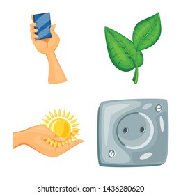 Vector design of and organic logo. Set of and Solar vector icon for stock.