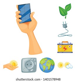 Vector design of  and organic  sign. Collection of  and Solar stock symbol for web.