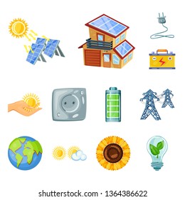 Vector design of  and organic  sign. Set of  and Solar stock symbol for web.