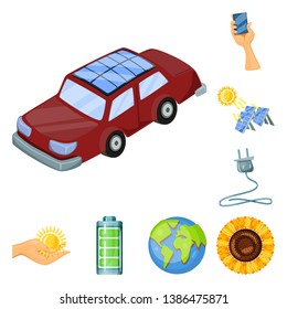 Vector design of  and organic  sign. Set of  and Solar stock symbol for web.