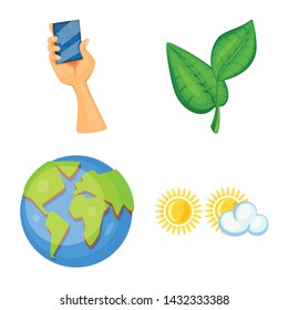 Vector design of and organic symbol. Set of and Solar stock vector illustration.