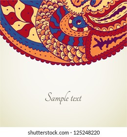 Vector design oriental paisley background. Floral card design template.
