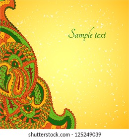 Vector design oriental paisley background. Floral card design template.