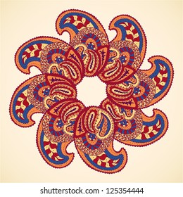 Vector design oriental paisley background. Floral card design template.