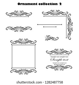 Vector design ornament black elements on a white background for the design of greeting and invitation cards. Vector design elements for infographic, web, internet, presentation.