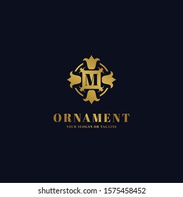 Vector design ornament logo template with gold color
