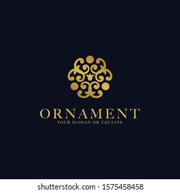 Vector design ornament logo template with gold color