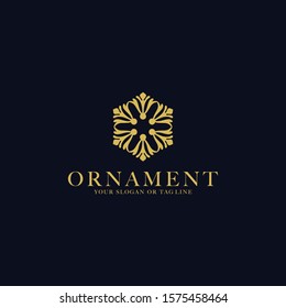 Vector design ornament logo template with gold color