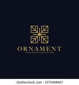 Vector design ornament logo template with gold color
