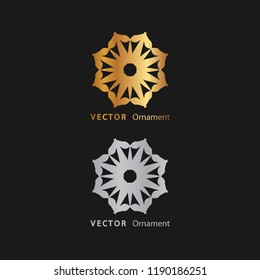 Vector design ornaments gold color logo and white with black background on eps 10