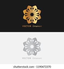 Vector design ornaments gold color  and white with black background on eps 10