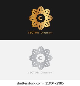 Vector design ornaments gold color  and white with black background on eps 10