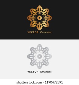 Vector design ornaments gold color  and white with black background on eps 10