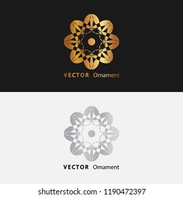 Vector design ornaments gold color  and white with black background on eps 10