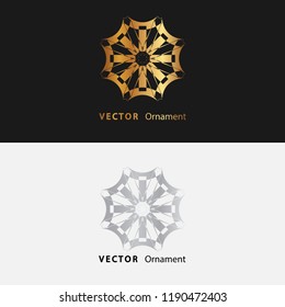 Vector design ornaments gold color  and white with black background on eps 10