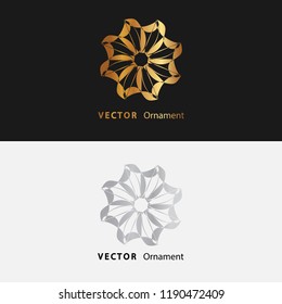 Vector design ornaments gold color  and white with black background on eps 10