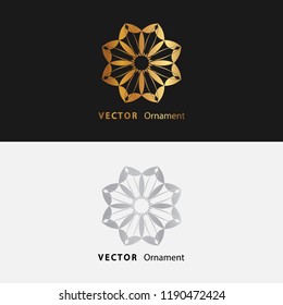 Vector design ornaments gold color  and white with black background on eps 10